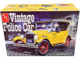 Skill 2 Model Kit 1927 Ford T Vintage Police Car 1/25 Scale Model by AMT - Yellow