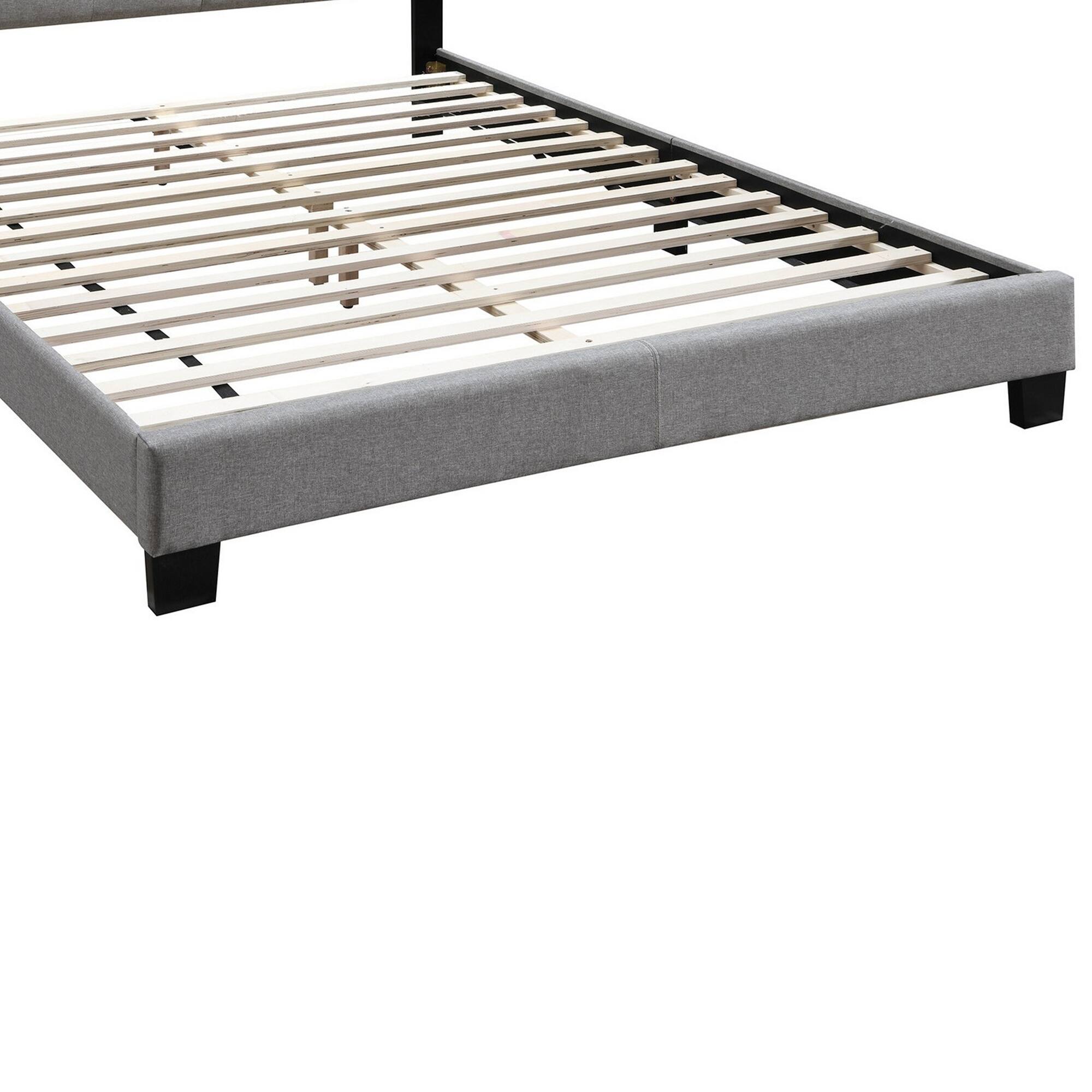 Alt View 3. Manhattan Lane - Queen Bed with Button Tufted Scalloped Headboard - Gray.