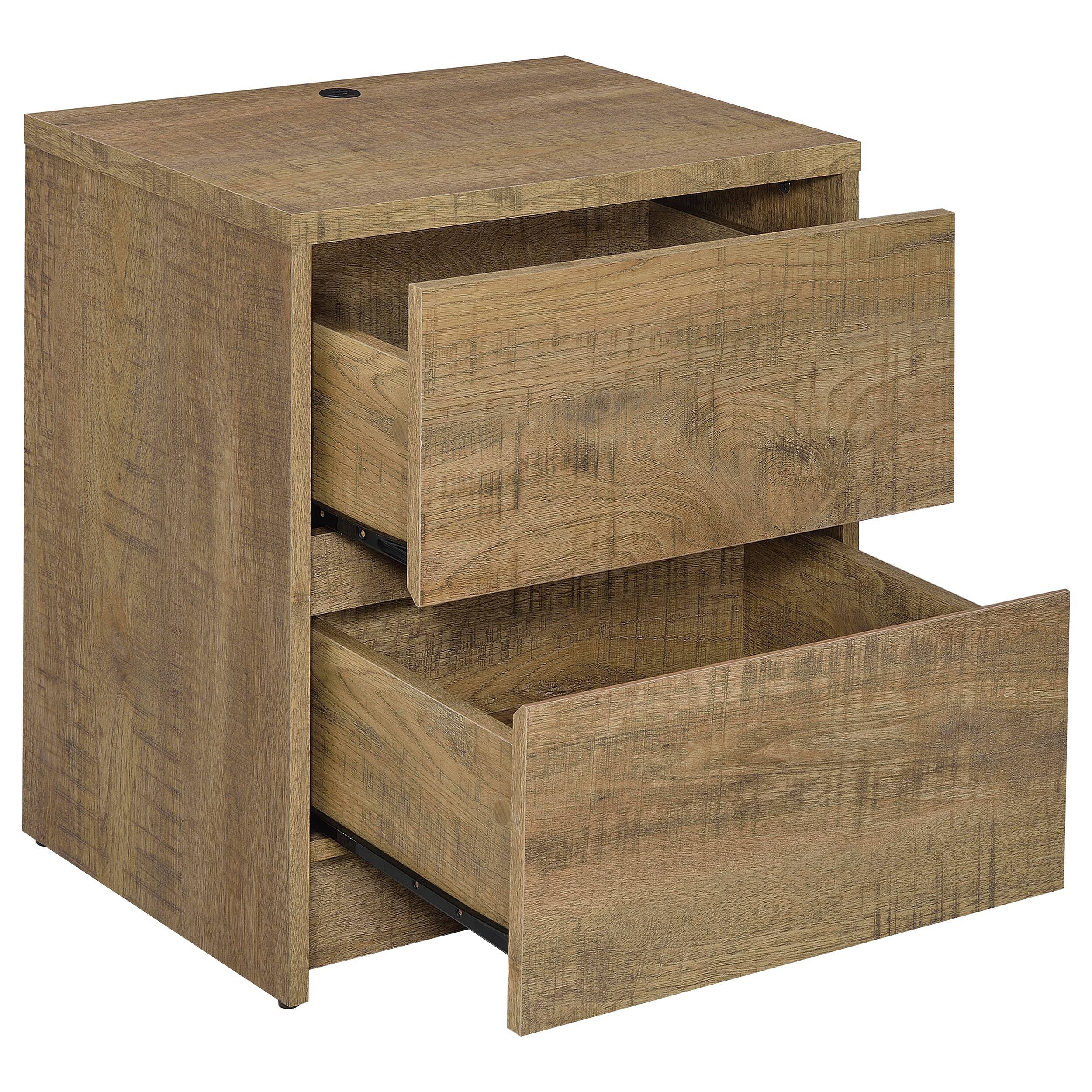 Alt View 7. Tiramisubest - 2-Drawer Nightstand with LED Lights and USB Ports in Warm Wood Finish - yellow.