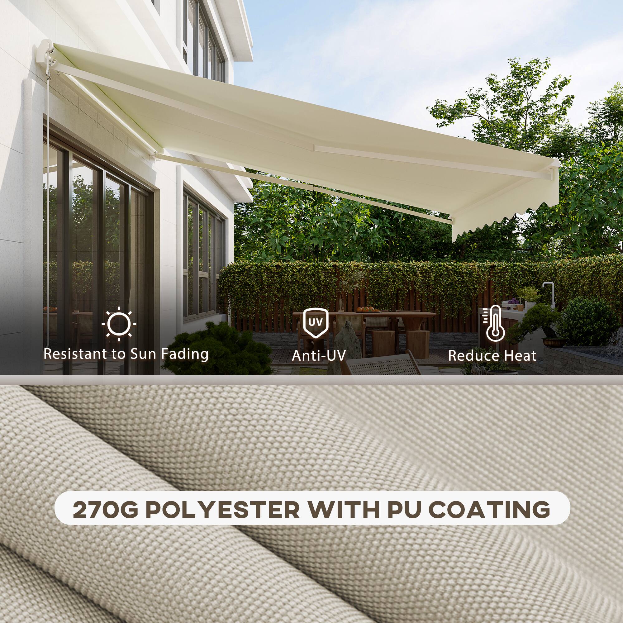 Anti-UV, Resistant to Sun Fading, Reduce Heat, 270G POLYESTER WITH PU COATING