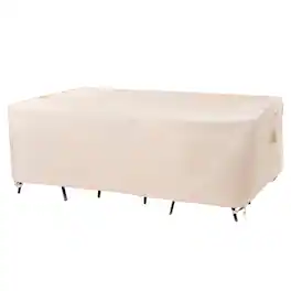 F&J Outdoors - Premium Waterproof Outdoor Patio Rectangular Table Cover - Beige