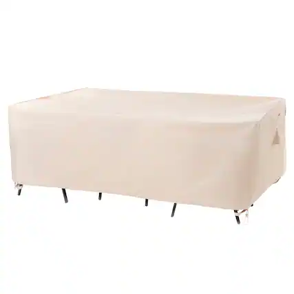 Front. F&J Outdoors - F&J Outdoors Premium Waterproof Outdoor Patio Rectangular Table Cover - Beige.