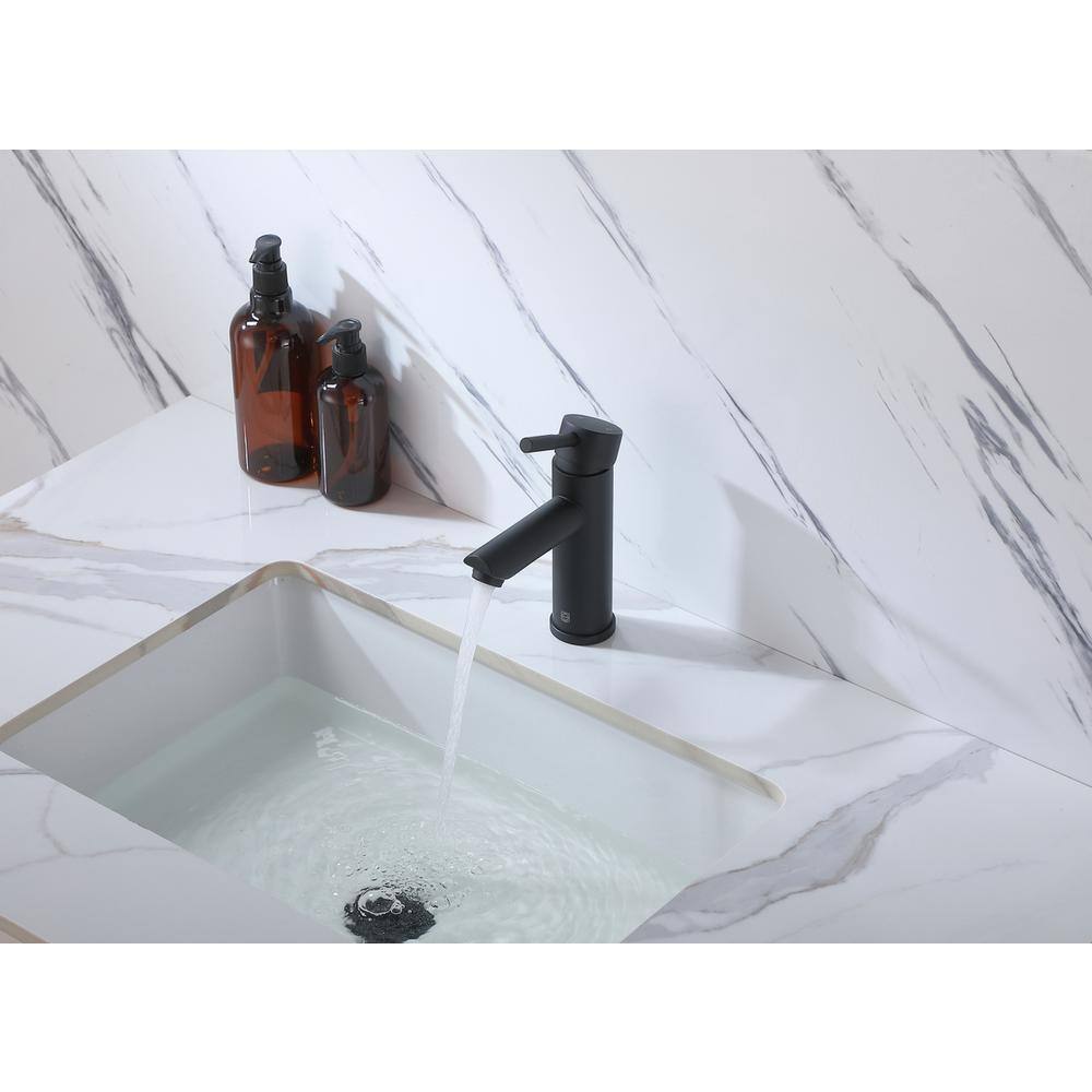 Alt View 7. Elegant Kitchen and Bath - Mia Single Hole Single Handle Bathroom Faucet in Matte Black - Matte Black.