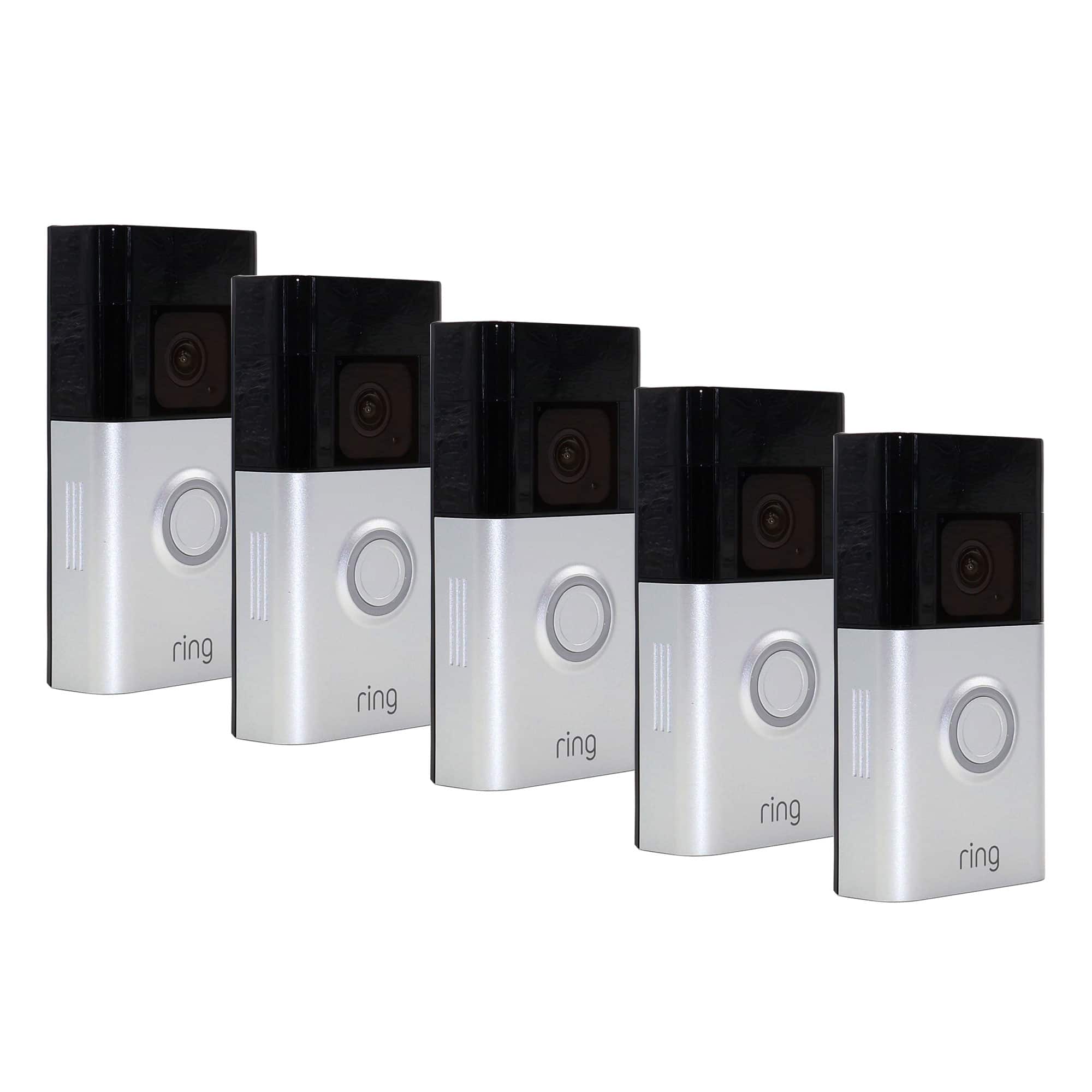 5x Ring Battery Doorbell Pro Smart Wi-Fi Video Doorbell - Satin Nickel