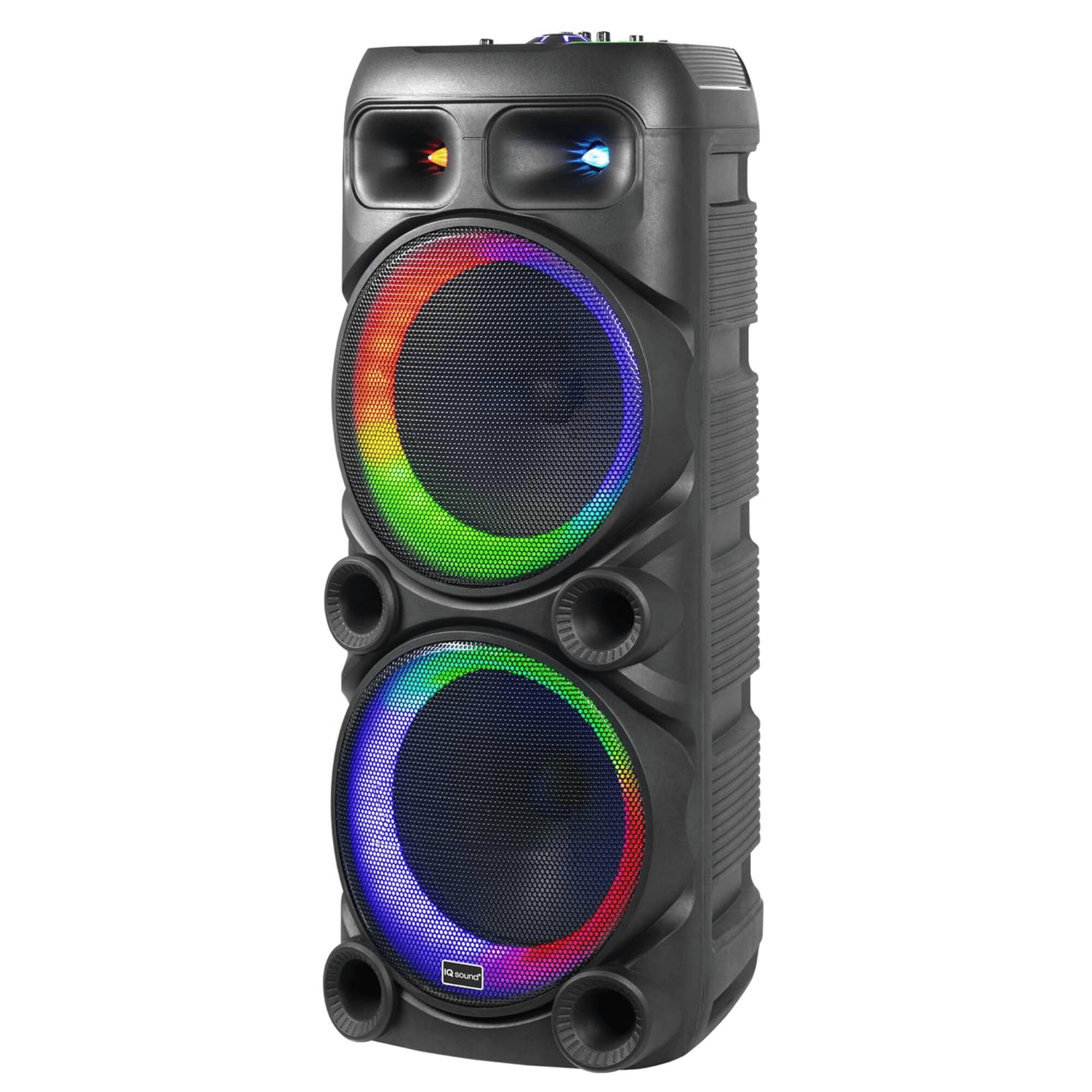 Alt View 3. iQ Sound - 2x12-Inch Portable Bluetooth Party Speaker - Black.