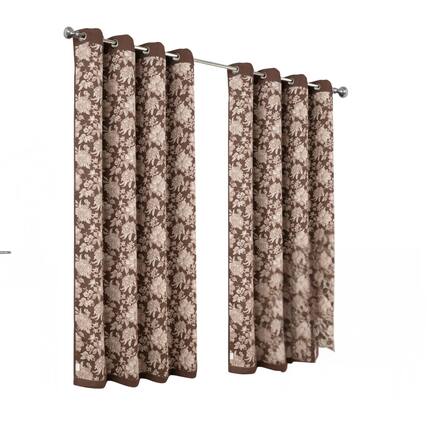 Front. Olivia Gray - Olivia Gray 100% Polyester 190 GSM Eloise Reversible Blackout Grommet Curtain Panel 54" x 90" Mocha - Mocha.