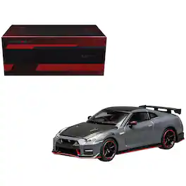 2022 Nissan GT-R Nismo R35 RHD Stealth Gray with Carbon Hood and Top "Senior 64" Series 1/64 Car by MotorHelix