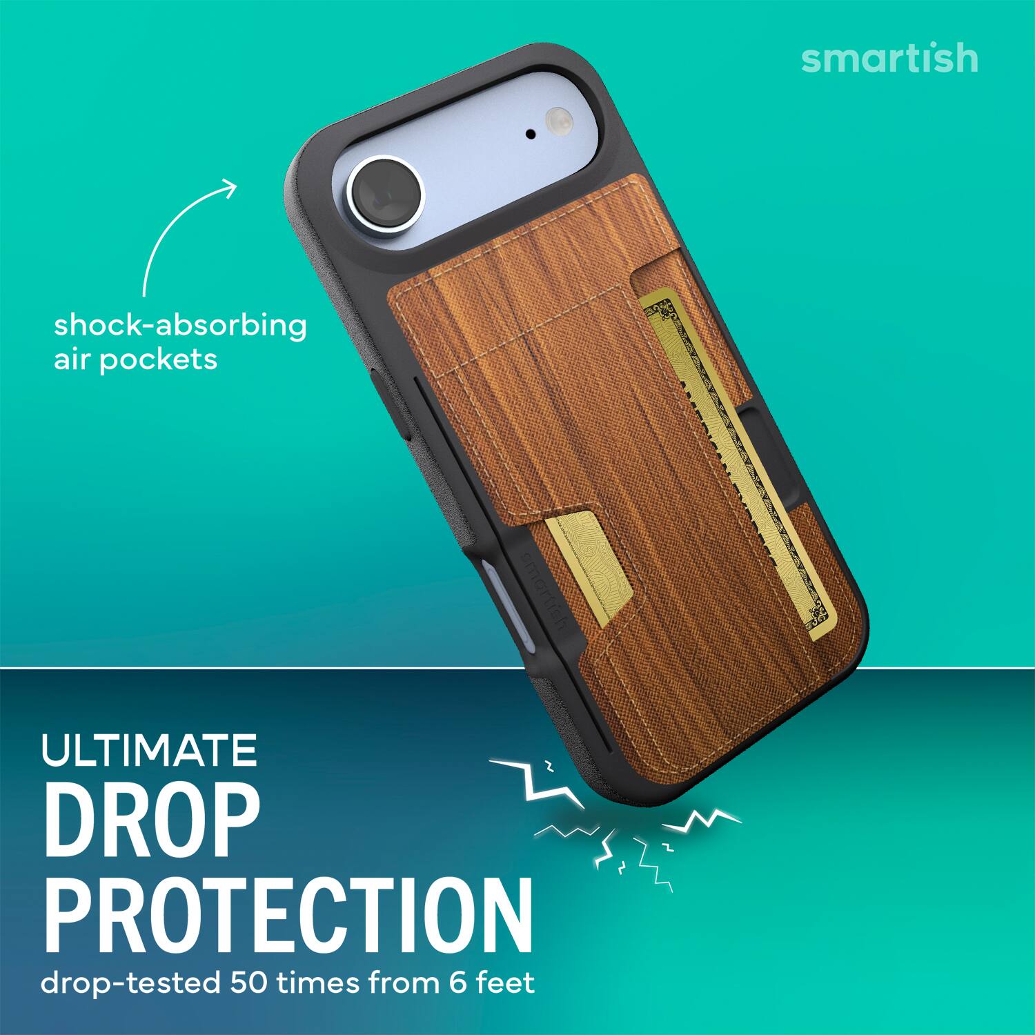 smartish shock-absorbing air pockets smartish ULTIMATE DROP PROTECTION drop-tested 50 times from 6 feet