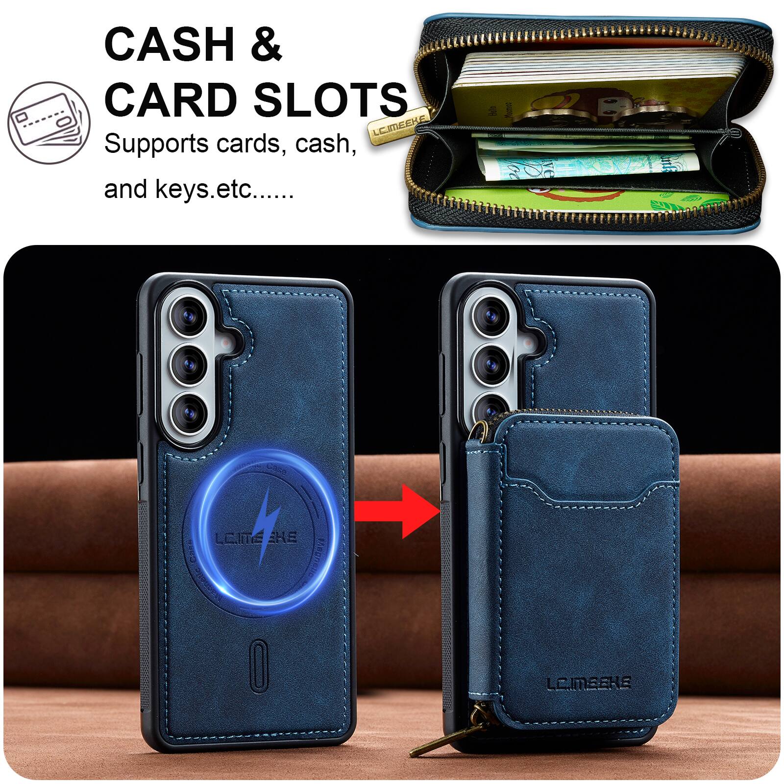 CASH & CARD SLOTS  
Supports cards, cash, and keys, etc.....