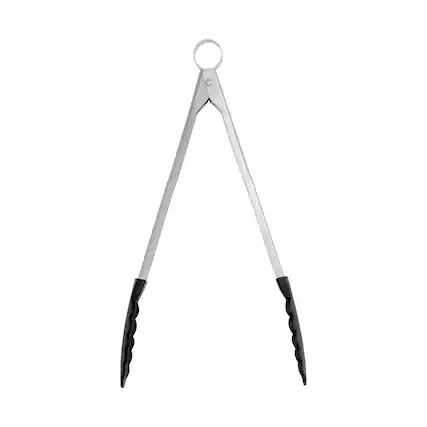 Front. Cuisipro - 12 Inch Nonstick Nylon Locking Tongs - Silver.