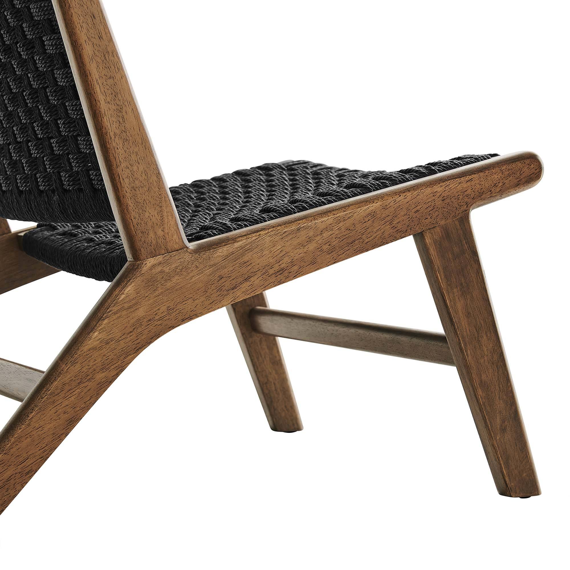 Alt View 5. Modway - Saoirse Woven Rope Wood Accent Lounge Chair by Modway - Walnut Black.