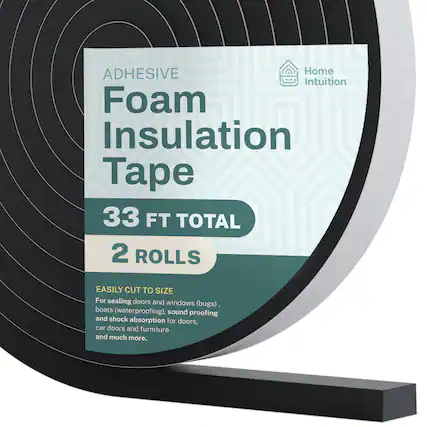 ADHESIVE Foam Insulation Tape
33 FT TOTAL
2 ROLLS
EASILY CUT TO SIZE
For sealing doors and windows (bugs), boats (waterproofing), sound proofing and shock absorption for doors, car doors and furniture and much more.