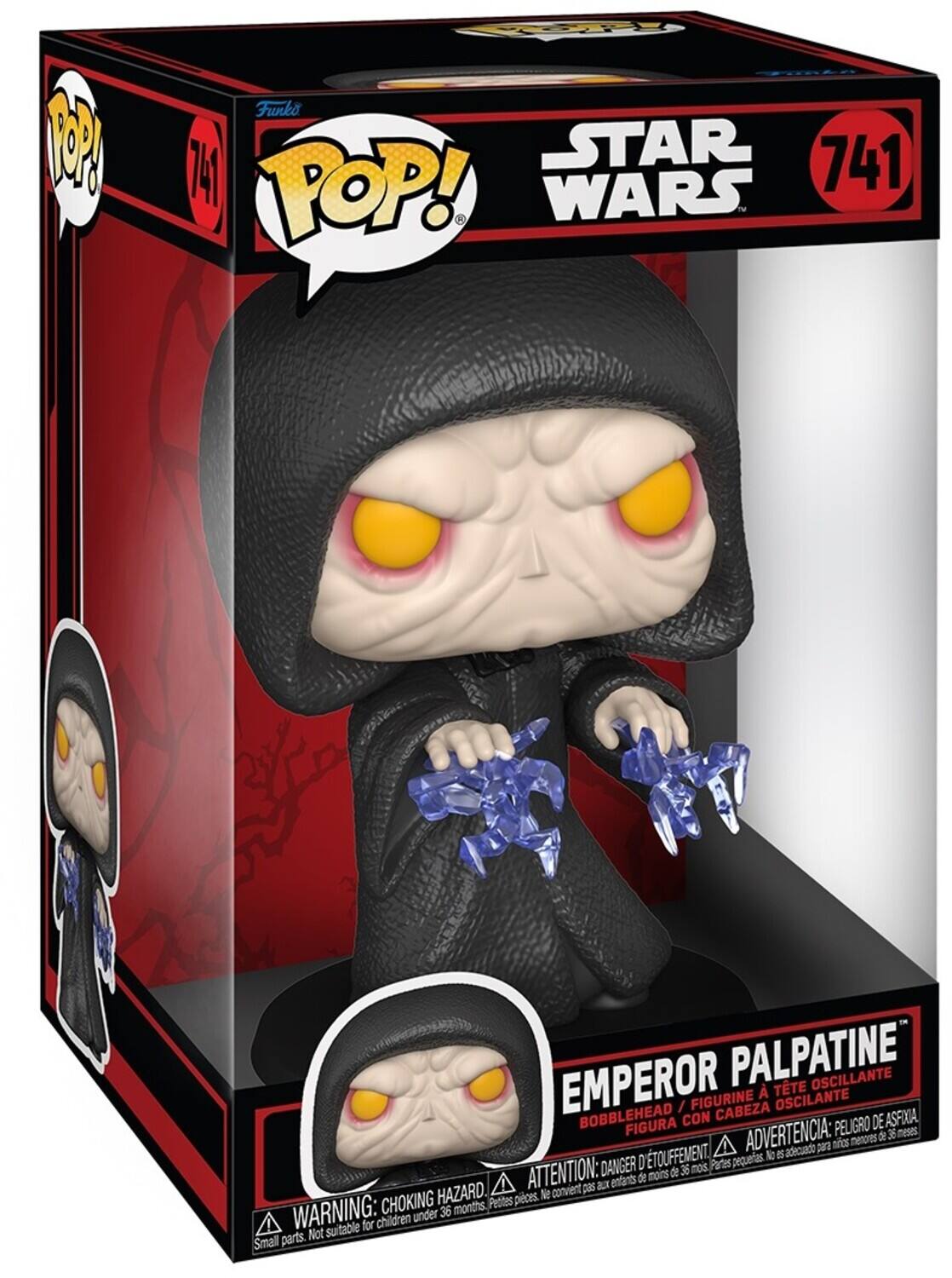 M F Funko STAR 741 741 POP! WARS EMPEROR PALPATINE TTE OSCILANTE FIGURINE / CABEZA BOBBLEHEAD FIGURA CON PELIGRO DE ASFIXIA, ADVERTENCIA: de 36 meses p ncs menpres D'TOUFFEMENT No  adiecuado DANGER Pates pequeas ATTENTION: noins de 36 entants de convient pas au CHOKING HAZARD. Peotes pieces. l WARNING: under 36 months Not suitable for children Small parts.
