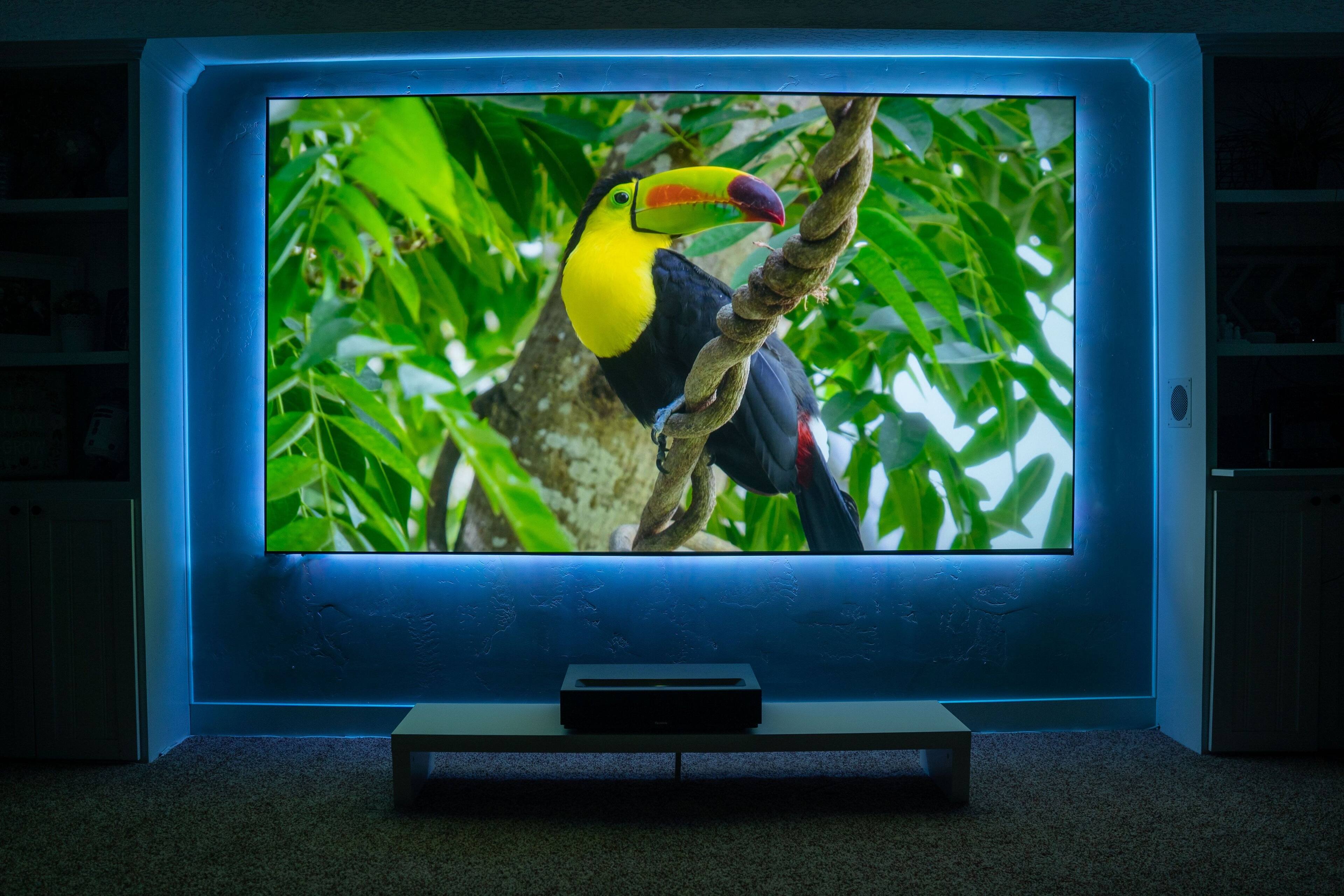 Alt View 2. Elite Screens - Aeon CLR Ceiling Light Rejecting EDGE FREE Fixed Frame Ultra-Short Throw Projector Screen, 123" Diag., 16:9, AR123H-CLR.