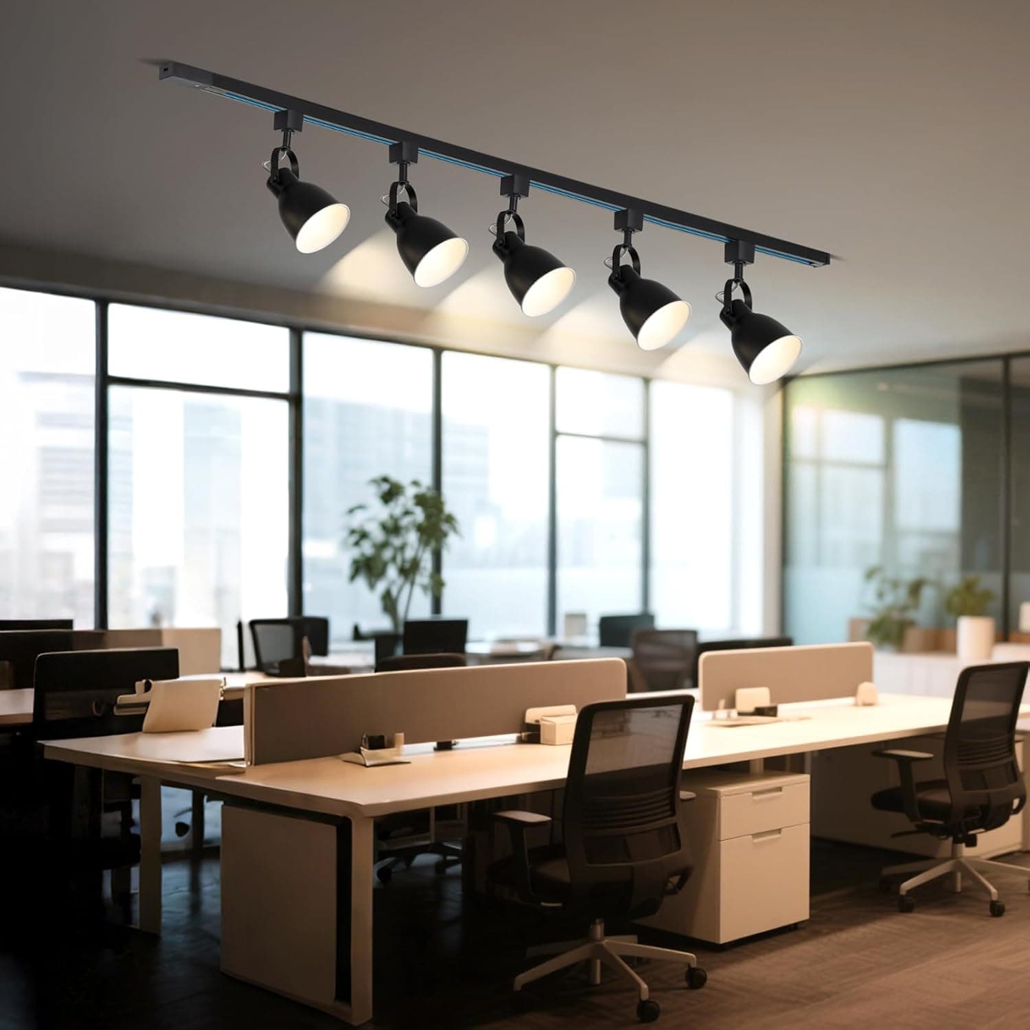 Alt View 4. FINEAK - 2 Pack E26 H Track Lighting Heads Black Metal Shade (Bulb Not Included).