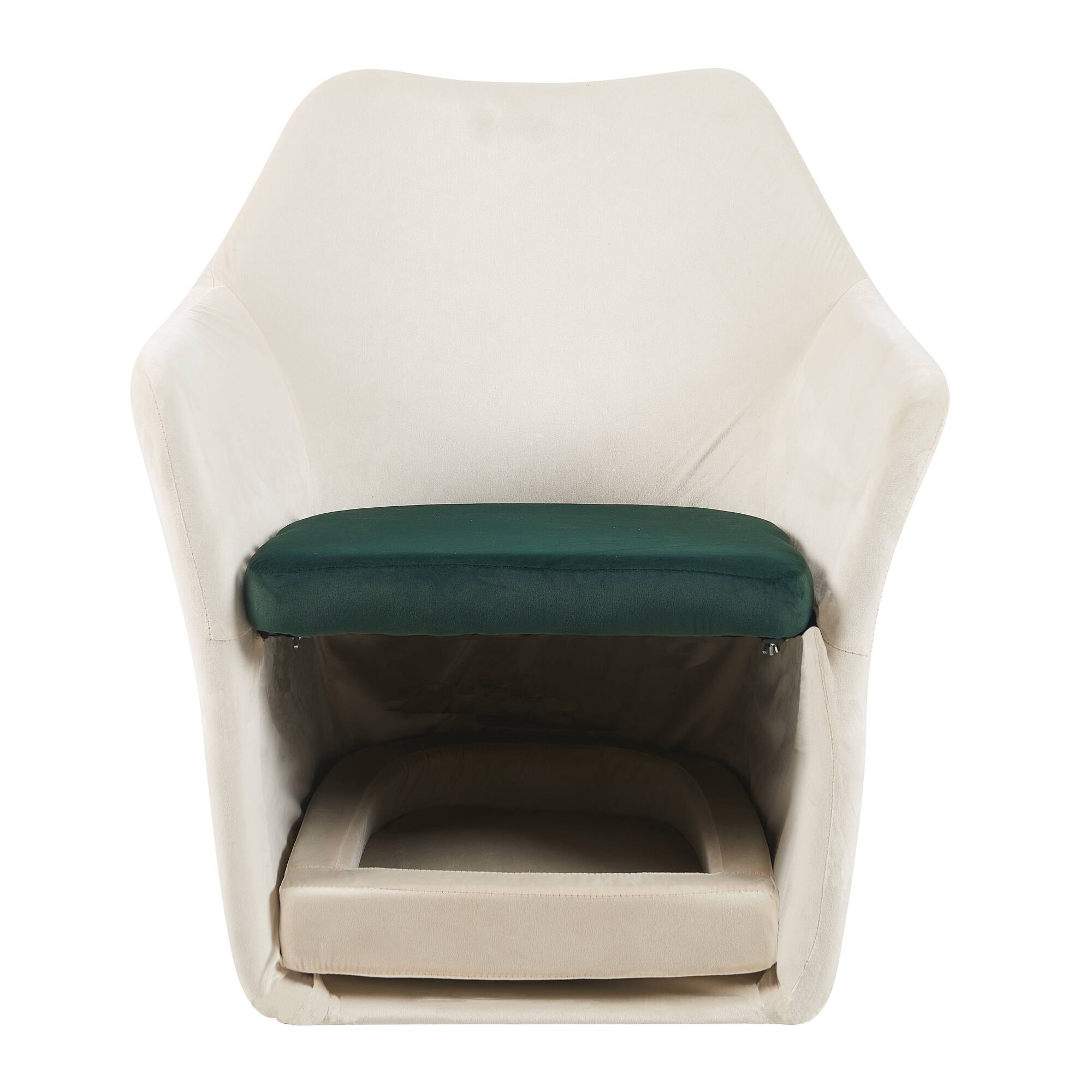 Alt View 4. Bestier - 2 in 1 Pet Friendly Mid Century Modern Accent Chair Soft Fabric Upholstered Leisure Armchair for Home - White.