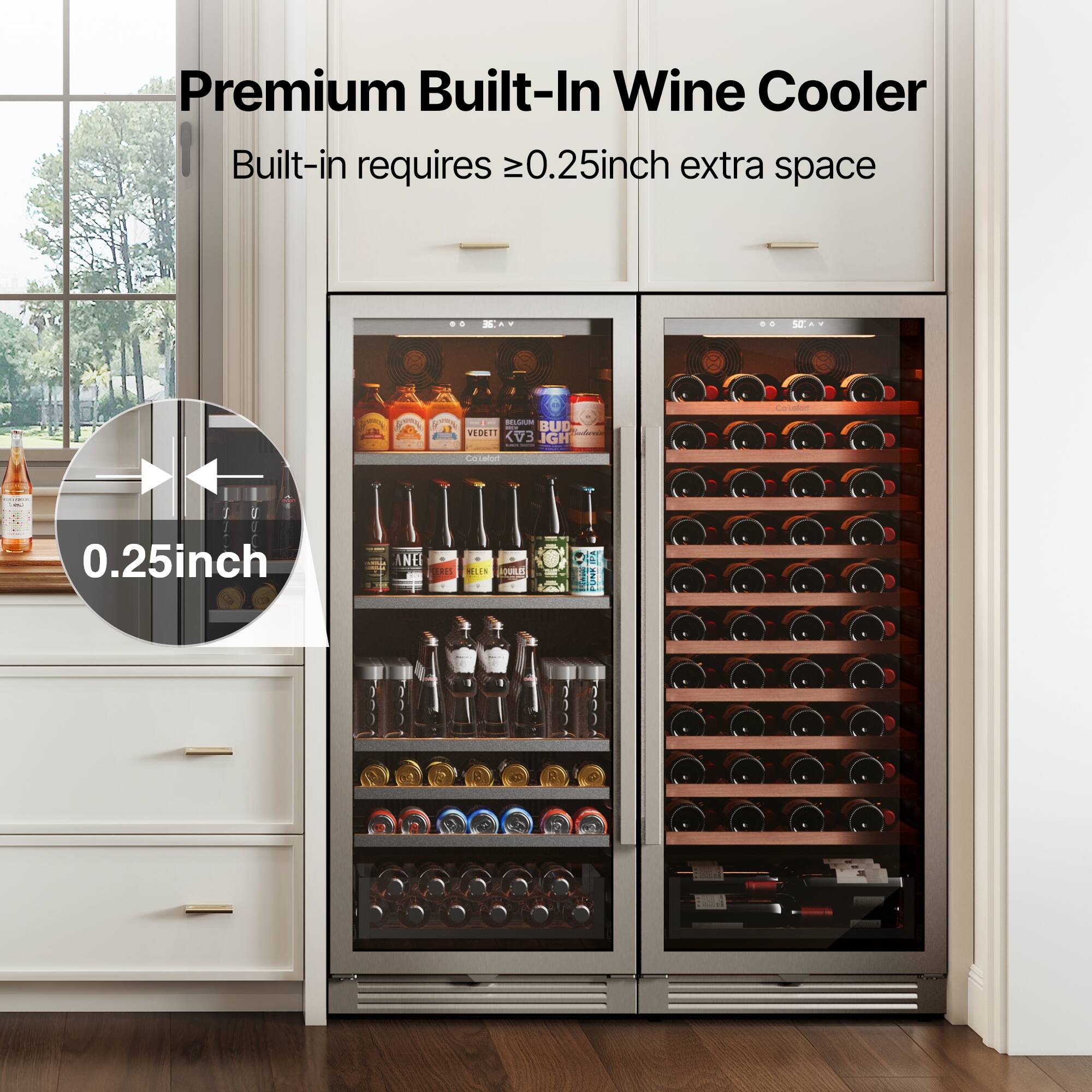 Premium Built-In Wine Cooler  
Built-in requires ≥0.25inch extra space