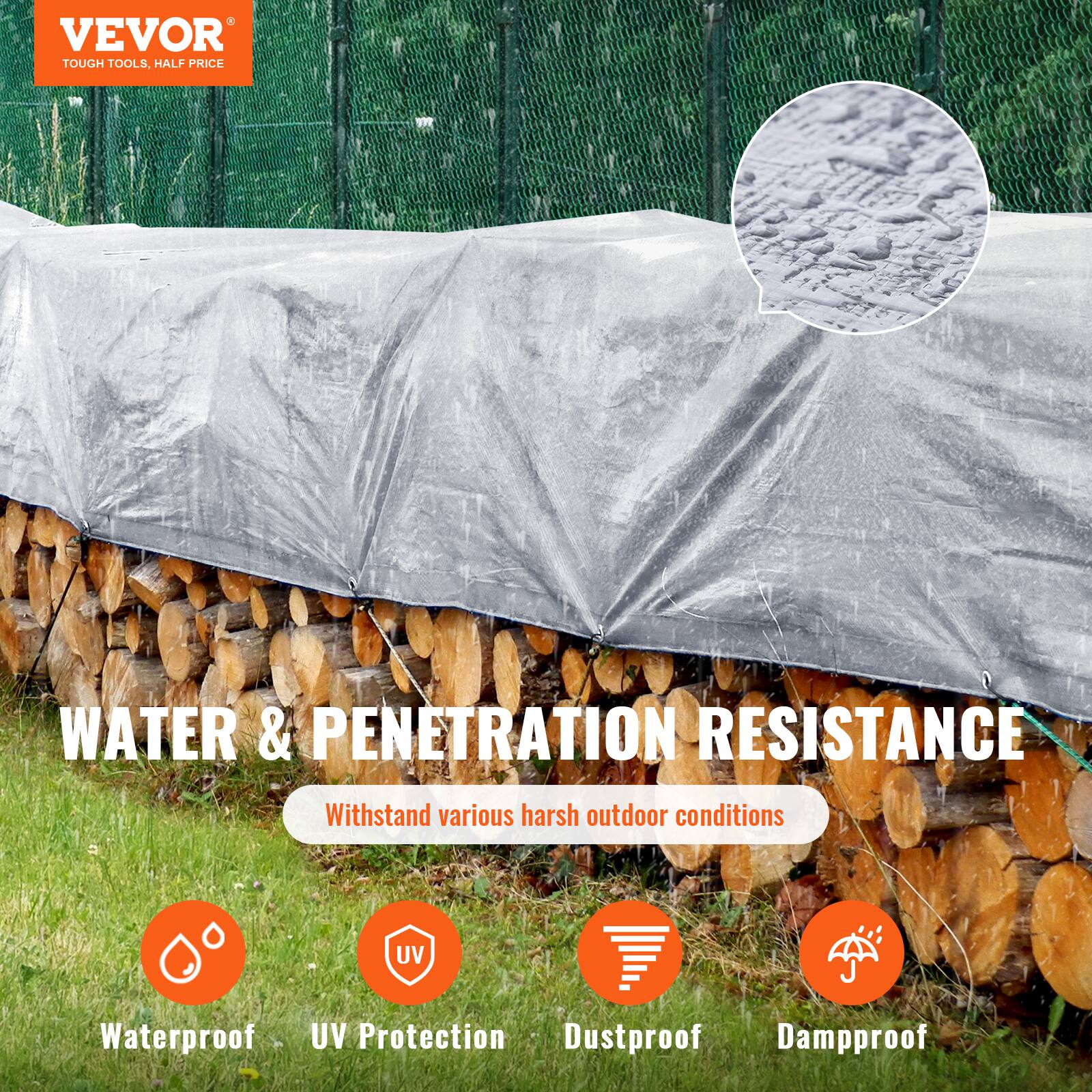 VEVOR TOUGH TOOLS, HALF PRICE WATER & PENETRATION RESISTANCE Withstand various harsh outdoor conditions Waterproof UV Protection Dustproof Dampproof