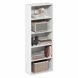 Furinno - Basic 5-Tier Open Shelf Bookcase, Bookshelf, Storage Organizer, 7 x 17 x 44 - White