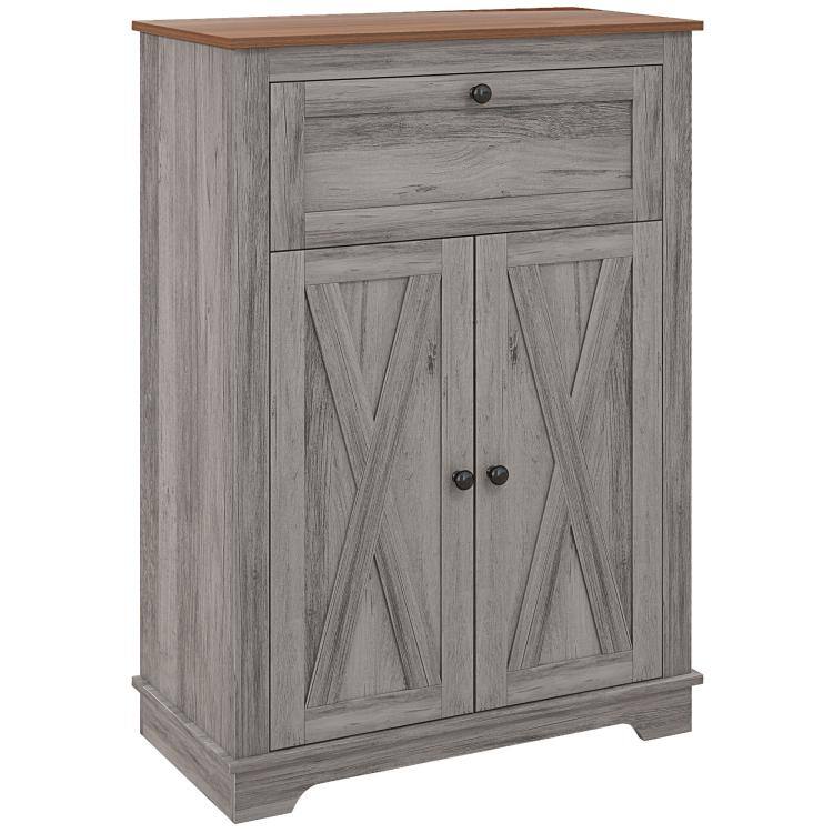 Alt View 10. PULUZ - Farmhouse Sideboard Storage Cabinet with Doors and Drawer for Kitchen, Living room, 23.5 inchx11.75 inchx34.5 inch - Gray.