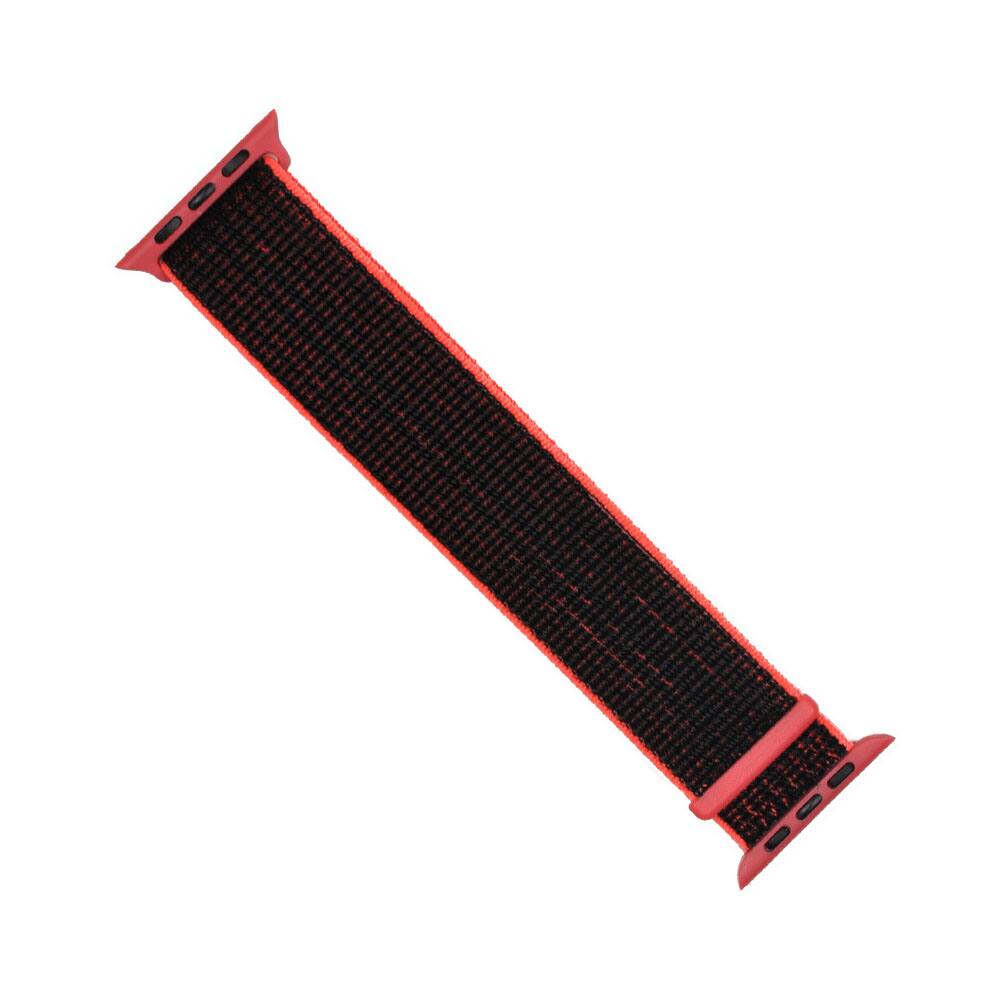 Left. StrapsCo - Everyday Comfort Nylon Watch Band For Apple Watch - 40mm/41mm/42mm - Red & Grey.