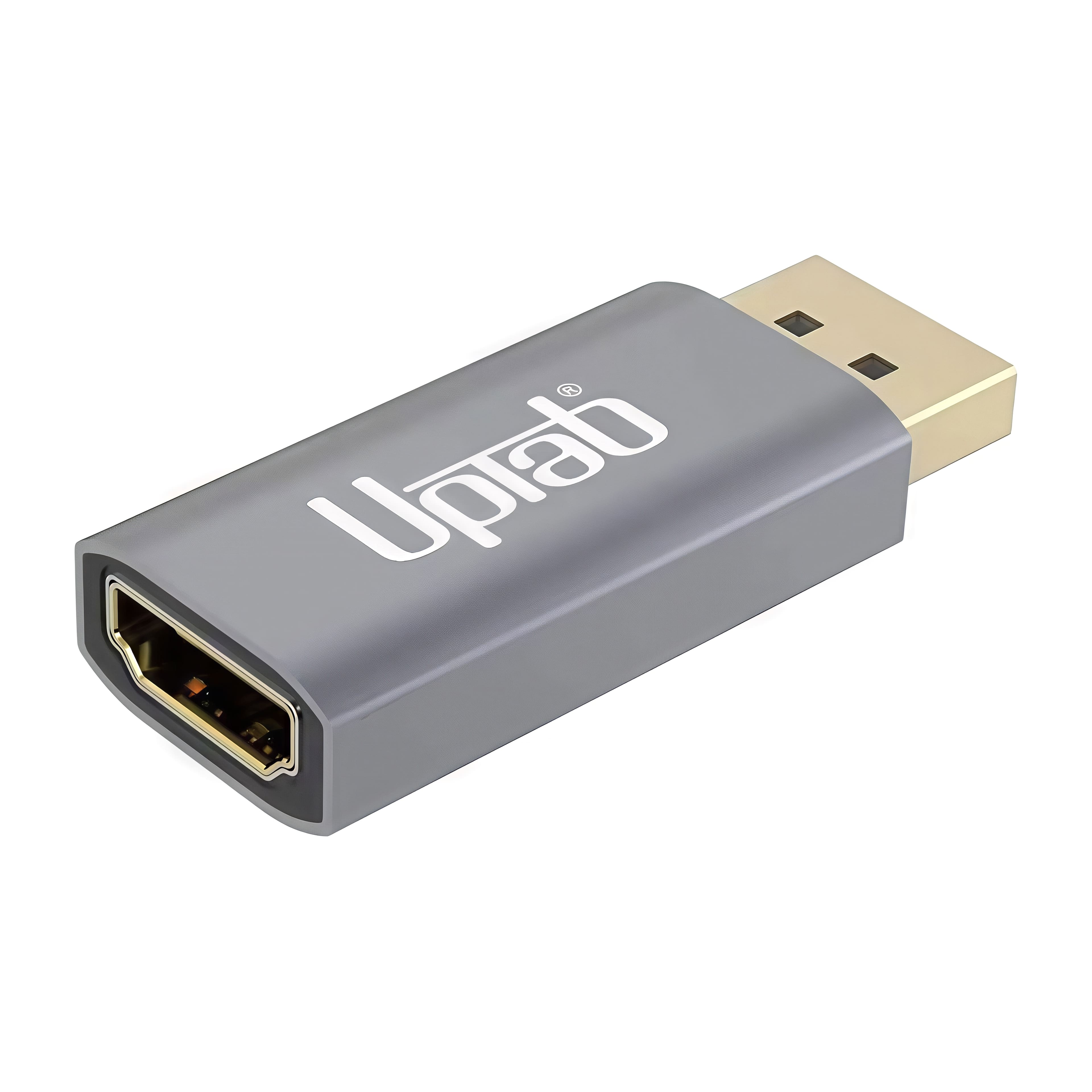 UPTab - DisplayPort 1.4 to HDMI 2.1 Active Dongle Adapter 8K@60Hz / 4K@120Hz HDR - Graphite