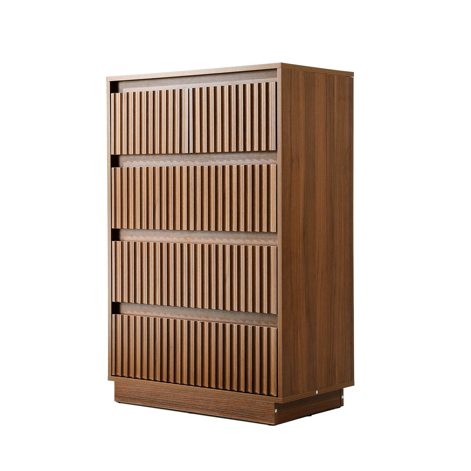 Alt View 7. Koligey - 5-Drawer Dresser 27.5"W Single Dresser With Waveform Fluted Panel - brown.