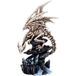 FC Design - 10.5"H Skeleton Dragon on Stone Mountain Figurine Statue Office Desk Tabletop Medieval Gaming Home Decor Gift - Multi-Color