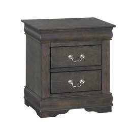 Manhattan Lane - Traditional Style Wooden Nightstand with Two Drawers and Metal Handles - Gray