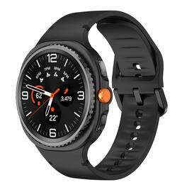 StrapsCo - Active Band Silicone Rubber Watch Strap For Samsung Galaxy Watch 8 (Short-Medium) - Onyx