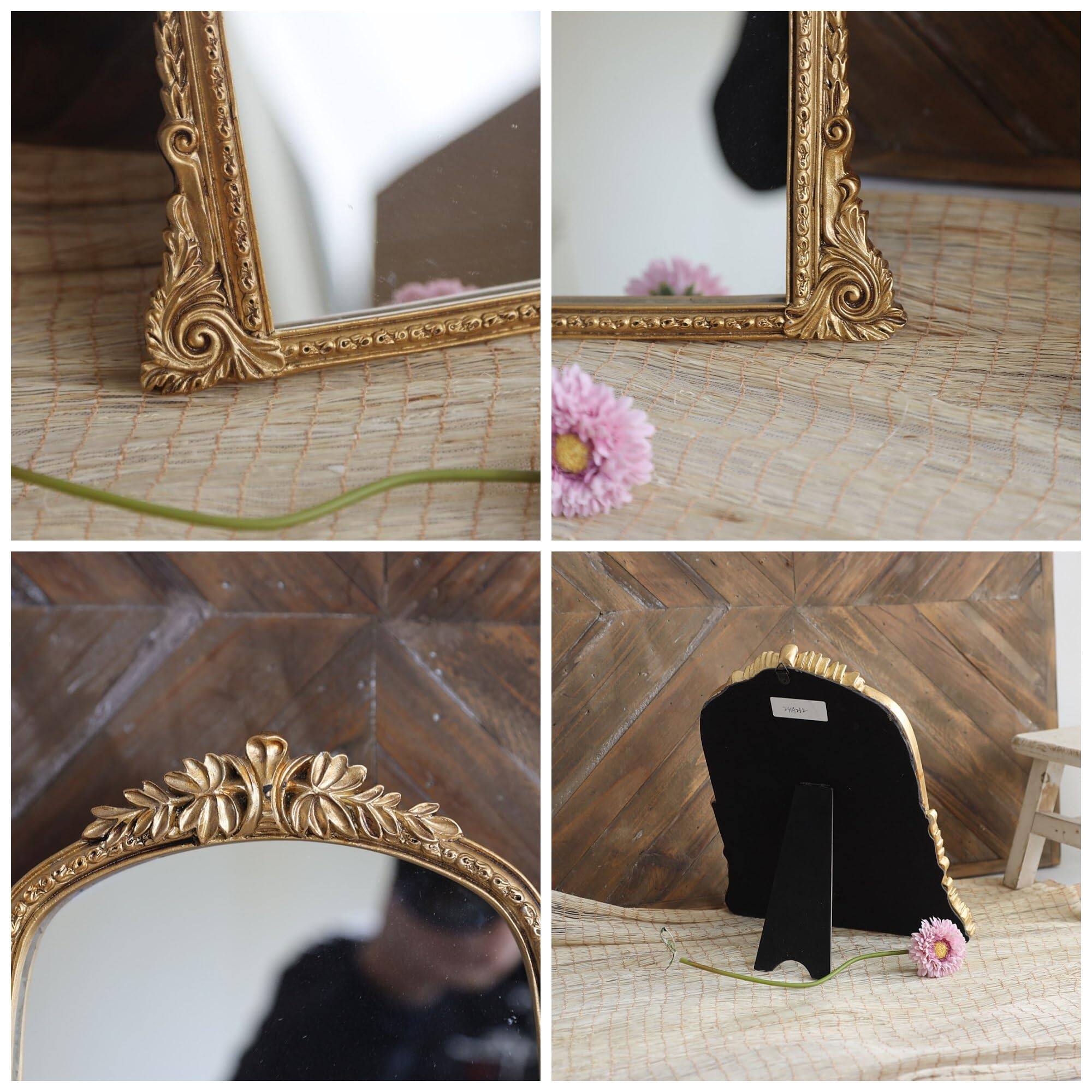 Alt View 2. Pacoar Cade - Vintage Vanity Makeup Desk Mirror Antique Chic Arch Table with Carved Frame Small Standing Arendahl for Living Room... - Default.