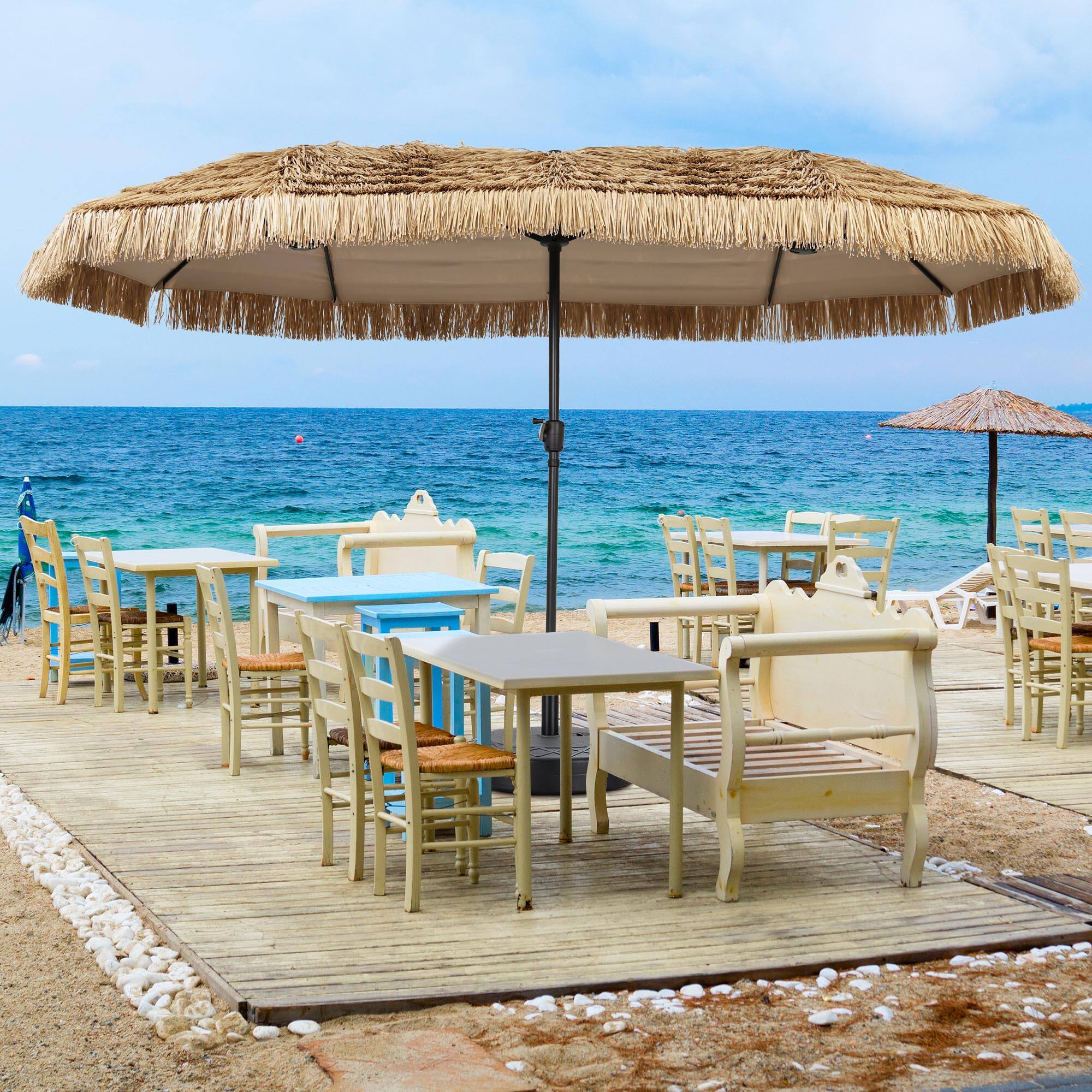 Angle. Ainfox - Ainfox 13ft Large Patio Umbrella Outdoor Market Umbrella UV Protection Sturdy Frame w/Easy Crank - Straw.