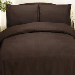 Plazatex - Embossed Dobby Stripe 90GSM Microfiber Sheet Set - Queen 60x80" - Chocolate