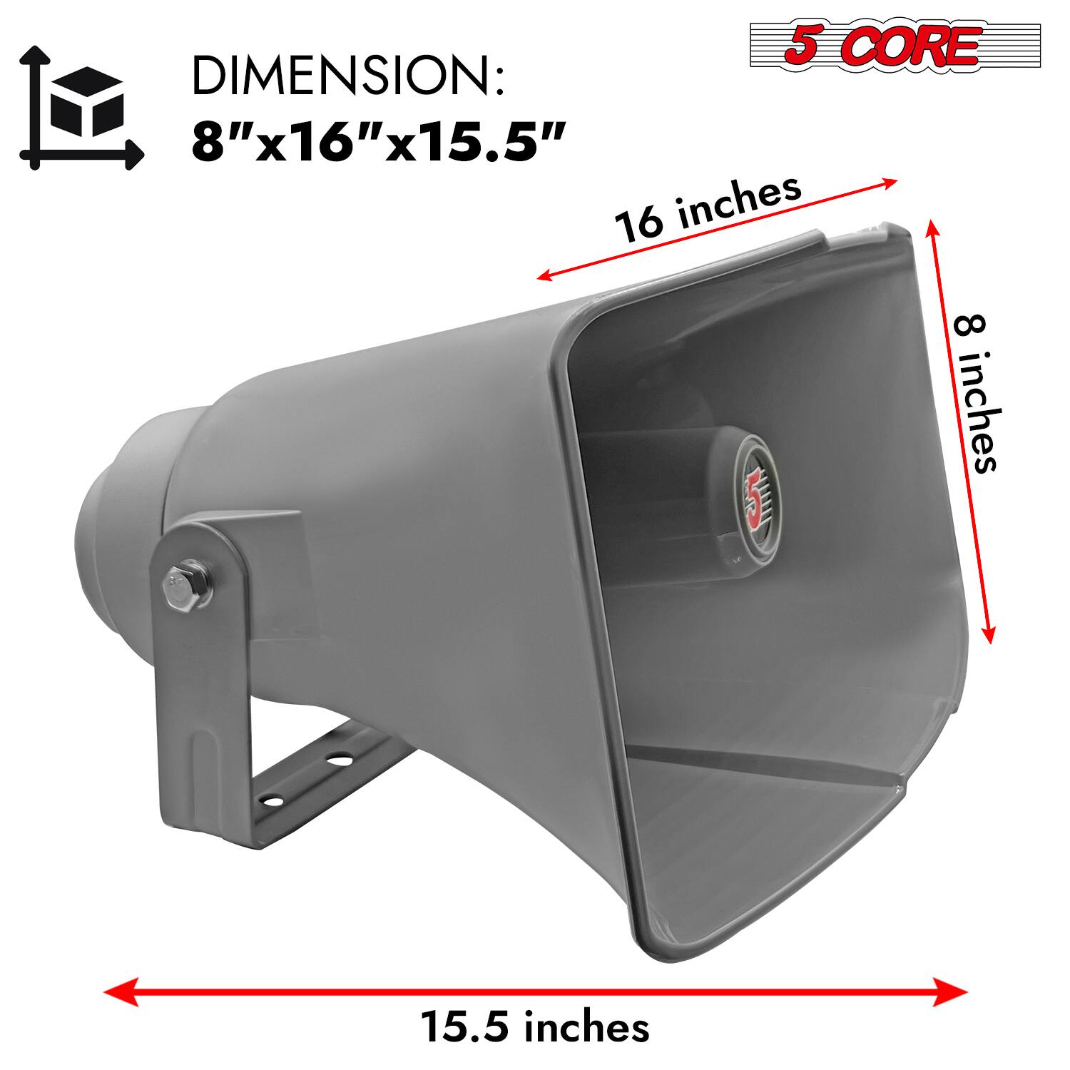 5 CORE PA Horn 400W Loud Speaker 16 Inch Bull Horn Loud Audio