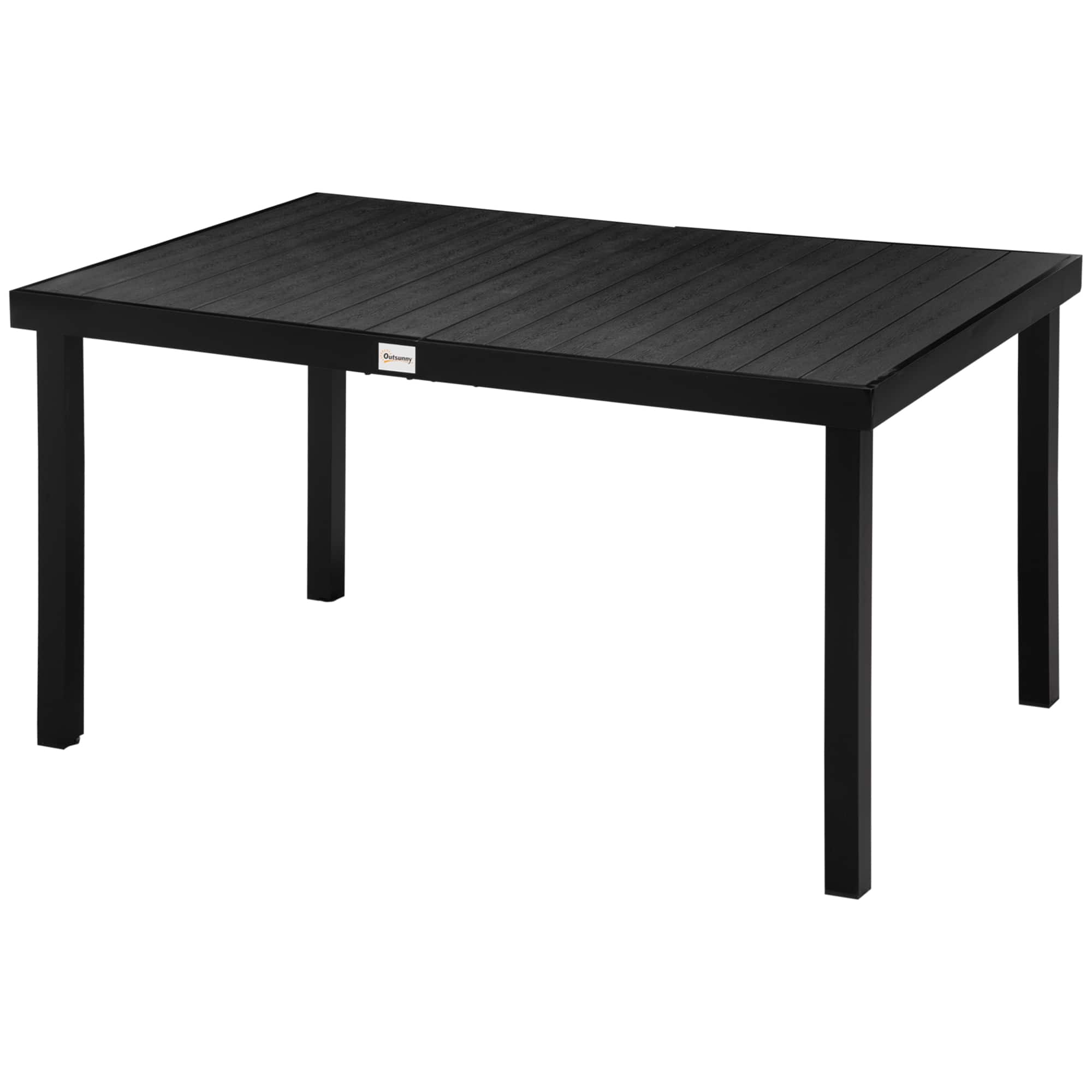 Outsunny - Dining Table for 6 Person, Rectangular Patio Table, Aluminum Metal Legs for Garden, Lawn, Patio - Black