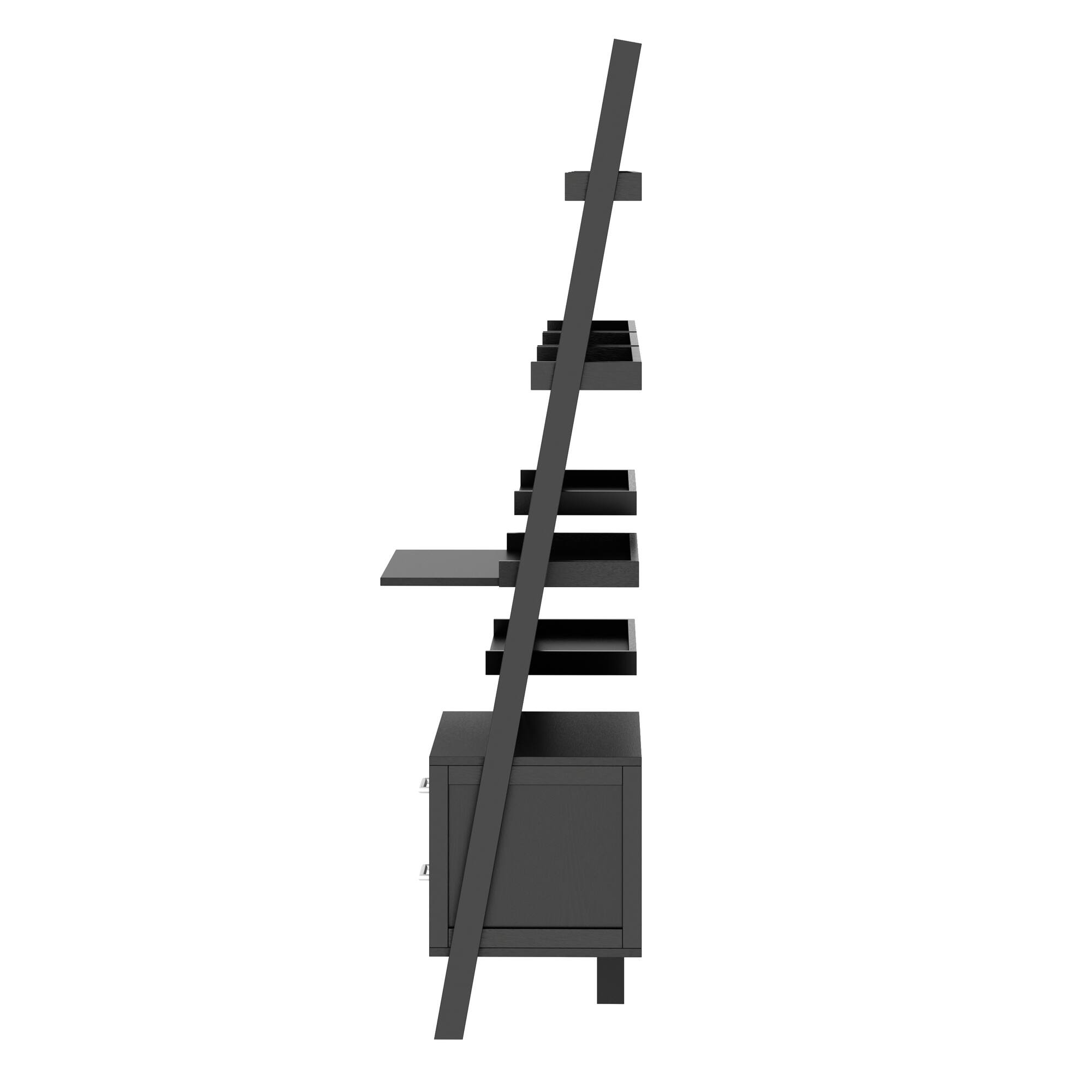 Alt View 3. Winsome Wood - Bellamy 3-Pc Leaning Desk & Shelf Set - Black.