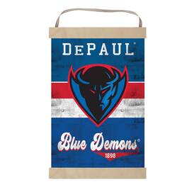 Jardine - DePaul Demons Reversible Retro Logo Banner Sign - Blue