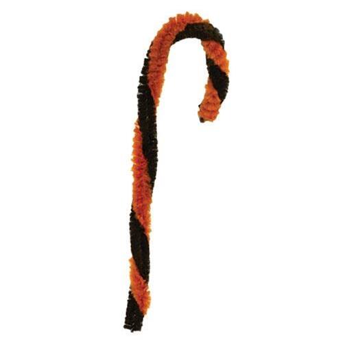 Front. BreeBe - *12/Set Chenille Halloween Candy Canes - Orange, Black.