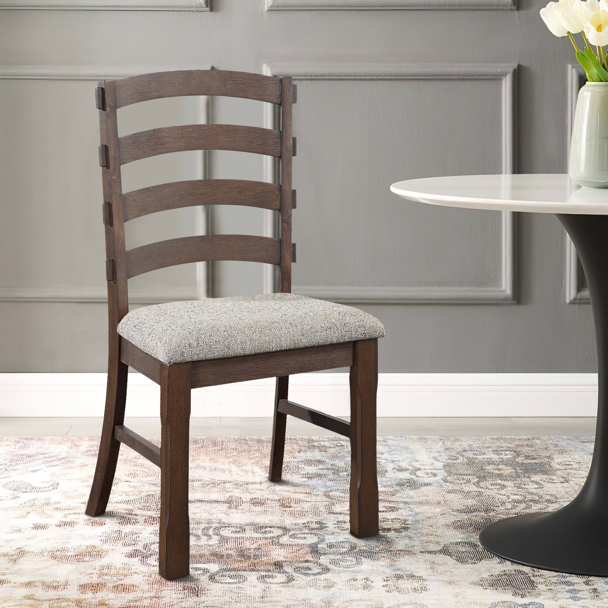 Alt View 5. Manhattan Lane - 19 Inch Solid Wood Dining Chair, Curved Ladderback, Set of 2 - Brown , Gray.