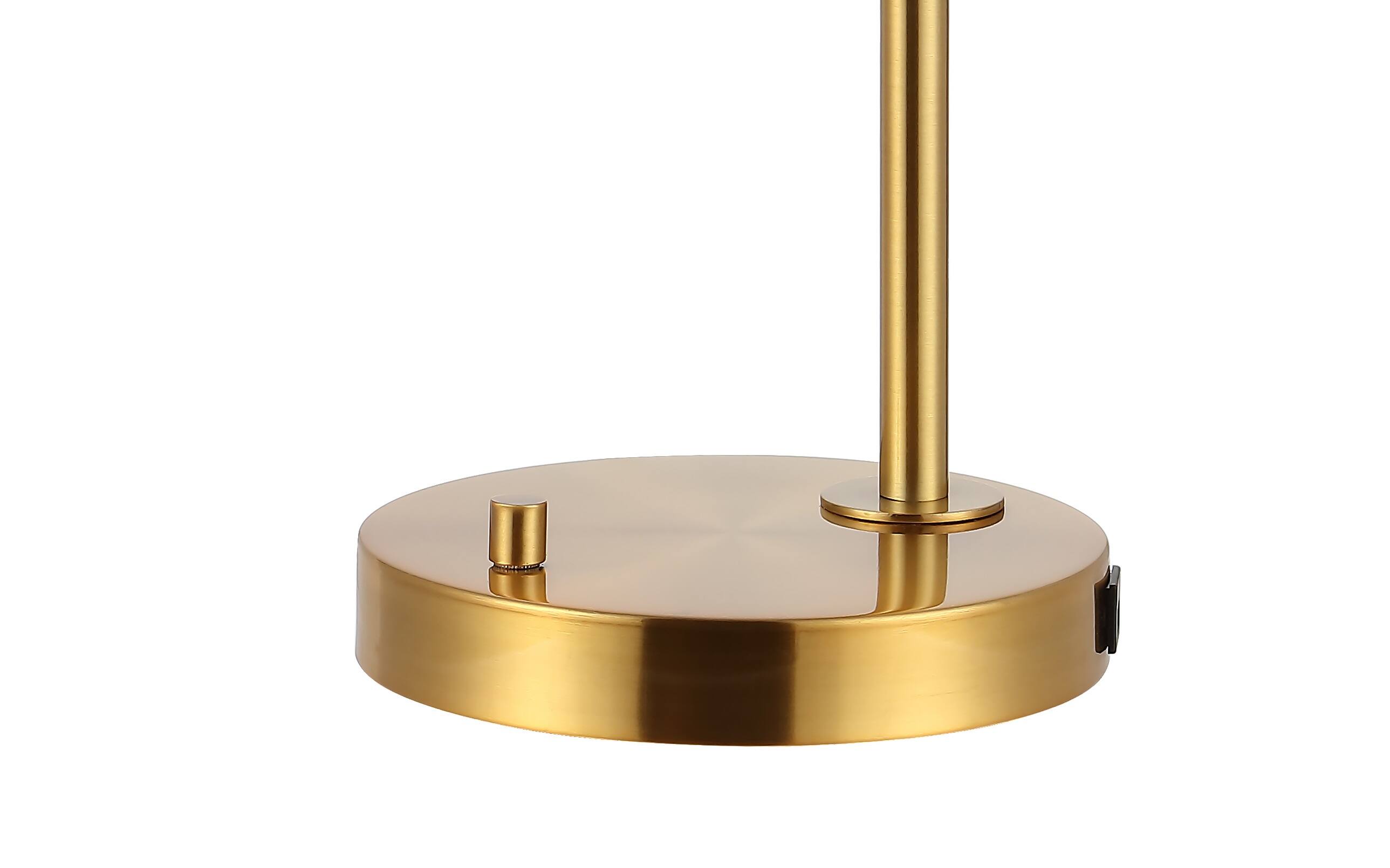 Alt View 4. Jonathan Y - Kathryn Classic 23" Iron/Seeded Glass Adjustable Head Modern USB Charging LED Task Lamp, Brass Gold - Brass Gold.