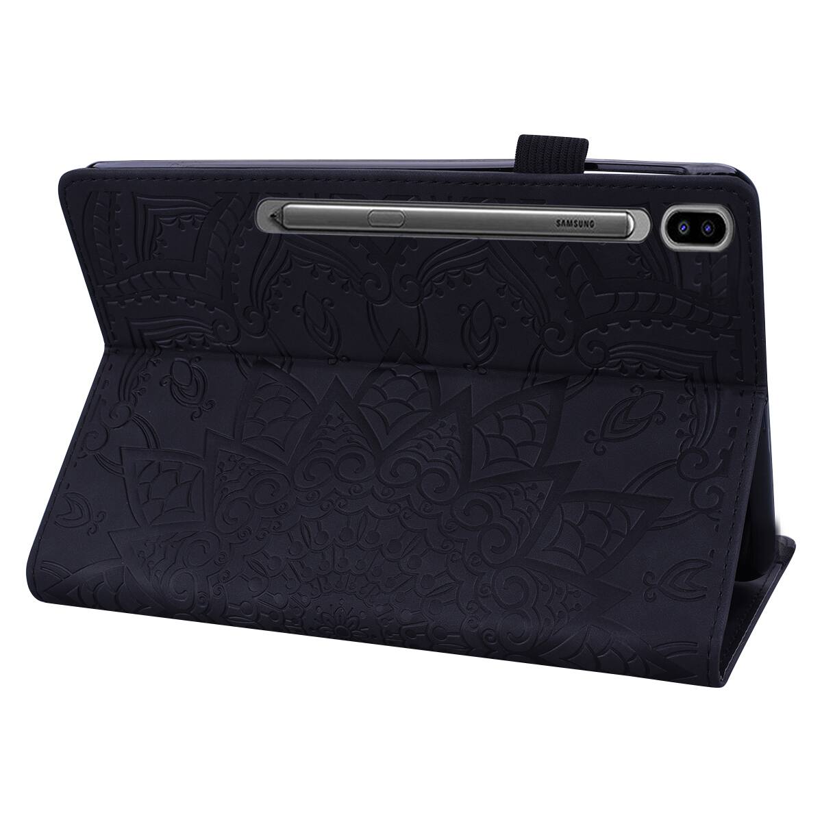 Alt View 2. Dteck - Case for Samsung Galaxy Tab S10 Ultra & S9 Ultra & S8 Ultra (X920/X910/X900),Shockproof Embossed PU Leather Folio Cover - Black.