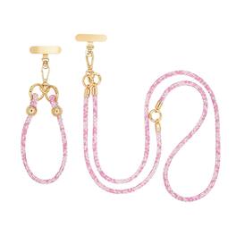 Dteck - 3-in-1 Glitter Crossbody Phone Lanyard,Sparkly Crystal Phone Strap Fashion Wrisrstrap for Universal Smartphone Cases - Pink