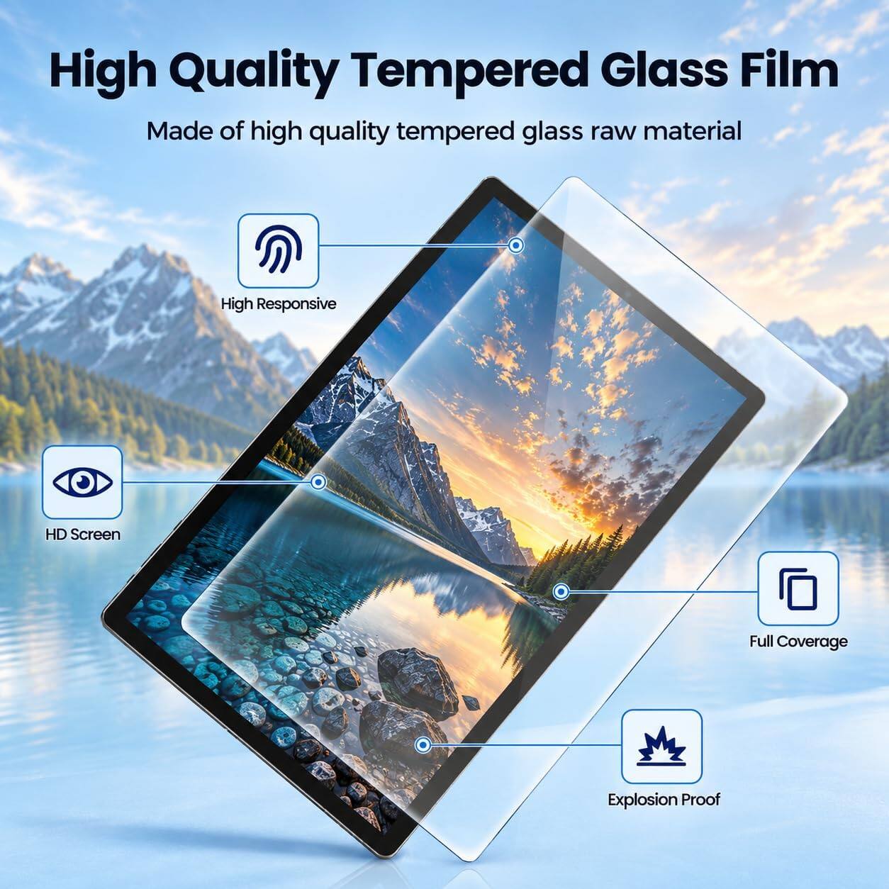 High Quality Tempered Glass Film  
Made of high quality tempered glass raw material

- High Responsive
- HD Screen
- Full Coverage
- Explosion Proof