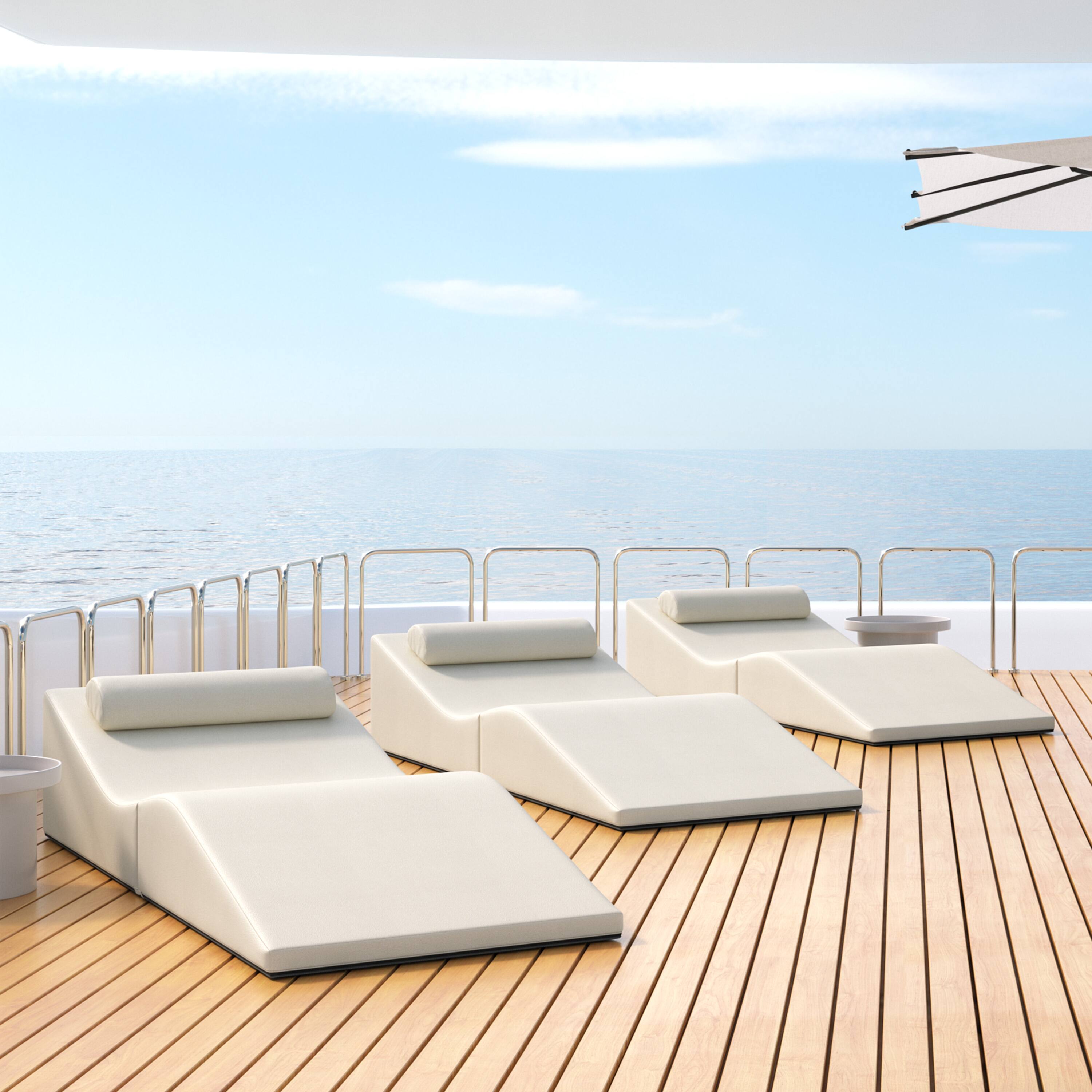 Alt View 1. Jaxx - Jaxx Clermont Sun Lounger - Luxurious Waterproof Poolside Lounge & Outdoor Chaise - Marine Vinyl White - Marine Vinyl White.