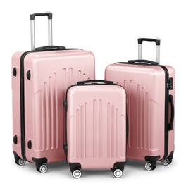 Winado - 20"24"28" Trolley Case 3-Piece ABS Hardside Luggage Suitcase Set with Spinner Wheels & TSA Lock for Travel Business - Pink