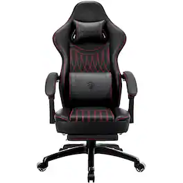 Dowinx - Gaming Chair with Pocket Spring Cushion, Breathable PU Leather Game Chair, Ergonomic Computer Chair with Lumbar Support - Black
