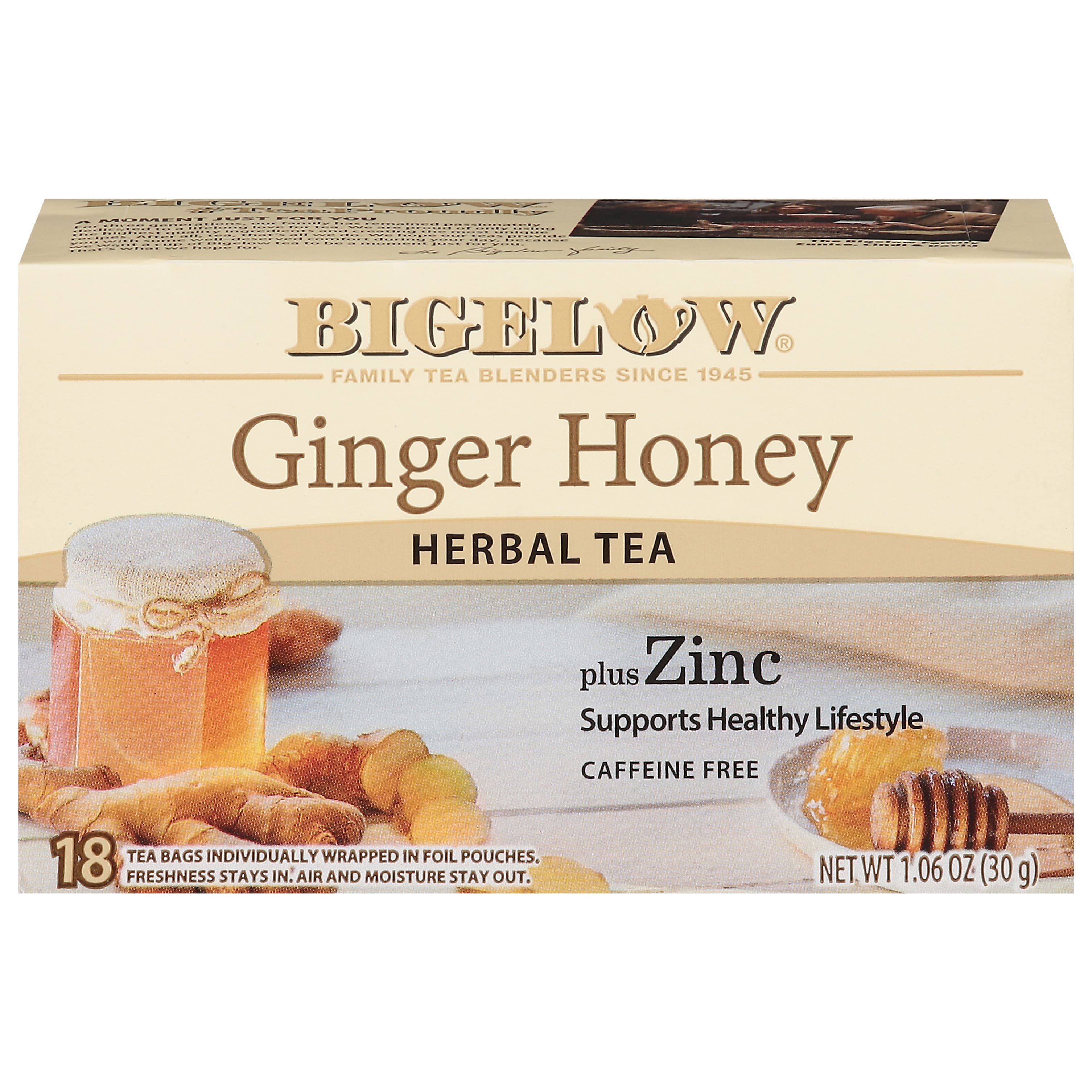 Bigelow - Ginger Honey Herbal Tea - Case of 6 - 18 Bags