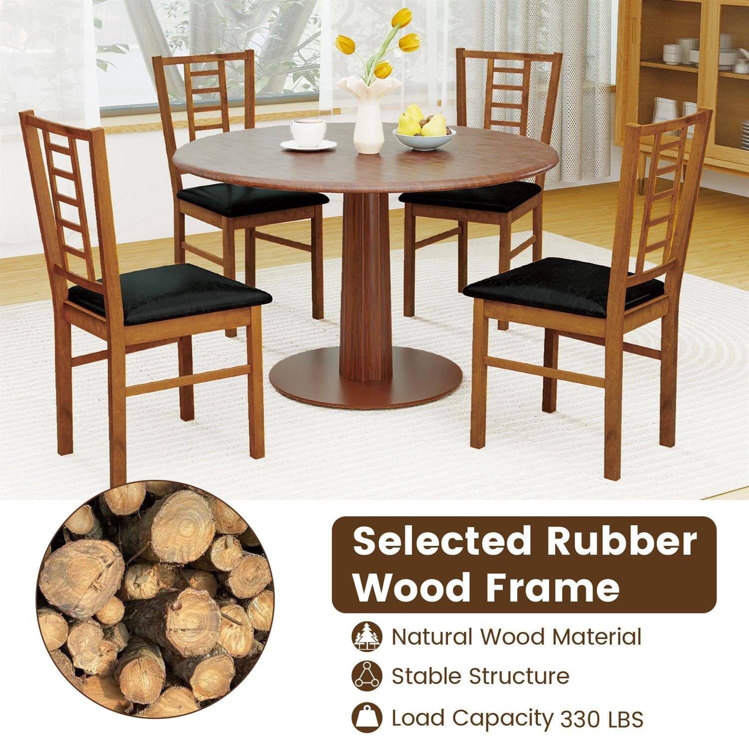 Selected Rubber Wood Frame  
Natural Wood Material  
Stable Structure  
Load Capacity 330 LBS
