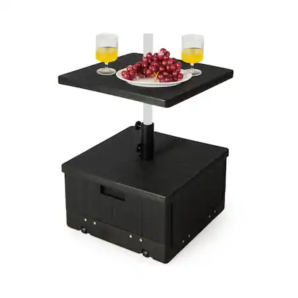 Front. Mondawe - 175 LBS Outdoor Fillable Umbrella Base with Table Tray - Black.