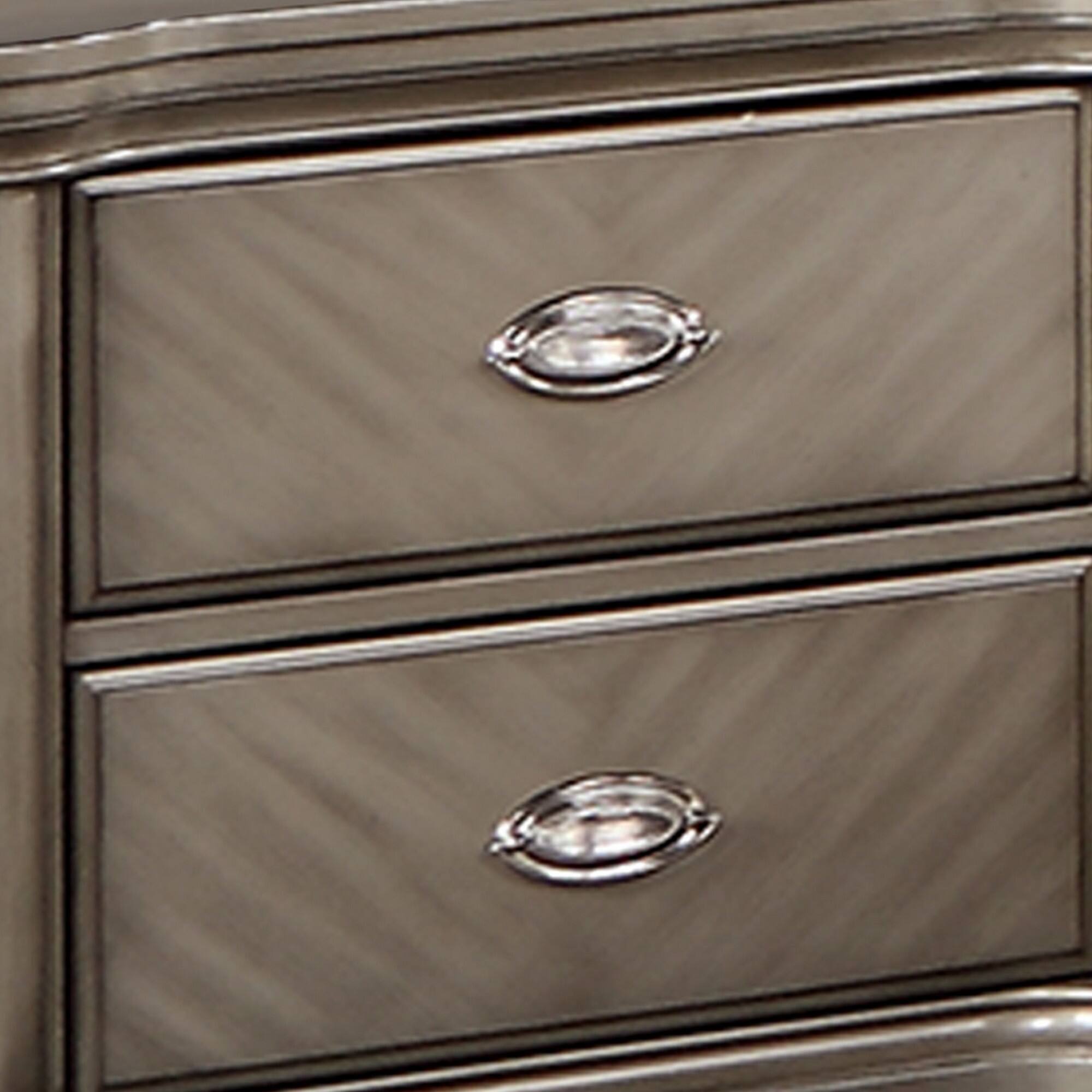 Left. Manhattan Lane - Ada 28 Inch Classic Rustic 2 Drawer Nightstand, Chevron Design - Brown.